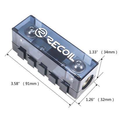 RECOIL MFHA-2 2 Packs Fuseholder 0/2/4 Gauge Modular Inline ANL & Mini-ANL Fuse Holders with Jumper Bars to Create Distribution Block Fuse and Negative Combo Blocks