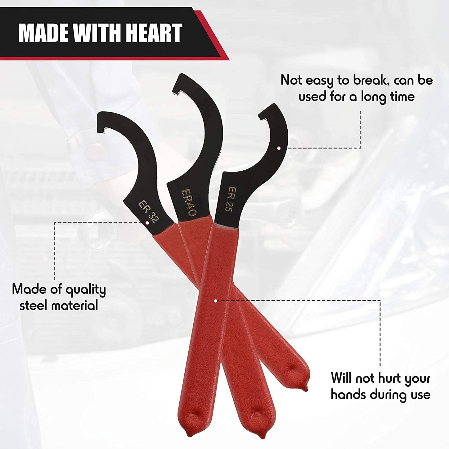 Coilover Adjustable Spanners, 6 Pieces Adjustable Hook Wrenches Tools Coilover Wrench Steel Spanner for Coilover System
