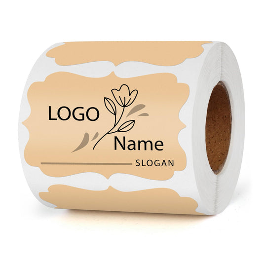 YIKIADA Brown Floral Thermal Labels Vintage Wavy Flower Stickers 2 X 3 Inch for Bottle Jars Spice Canning Pantry Storage Kitchen Gift Wrapping Name Price Tags Personalized Custom Logo 500 PCS
