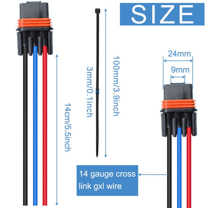 DKARDU Pulse Power Plug Pigtail Connector for Polaris Ranger XP 1000 RZR RS1 Pro General 2018 2019 2020 2021 Bus Bar Harness Pigtail Connector, 14 AWG, 6PCS