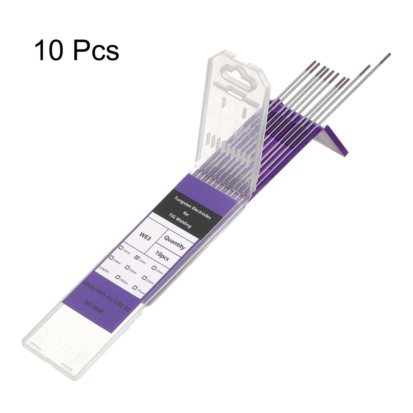 HARFINGTON 10pcs TIG Welding Tungsten Electrodes 1/16" x 7" Mixed for Stainless Steel Welding, Aluminum Magnesium Alloy Welding Aerospace Automobile Manufacturing, Purple