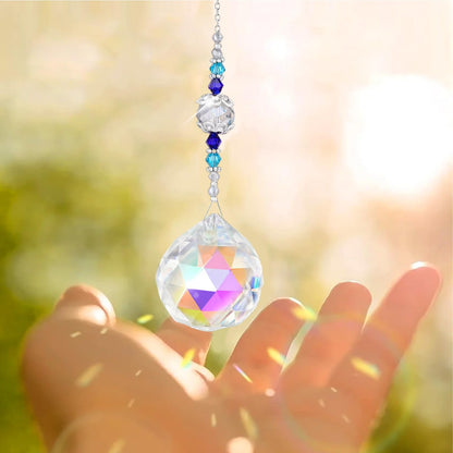 Anxingo Crystal Suncatcher with Chain, Clear Crystal Sun Catcher Hanging Prisms Ball, for Garden Home Wedding Christmas Decor Indoor Window Chandelier (6 Pack)