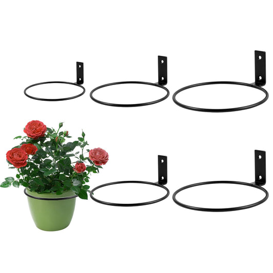Supkiir 3 Size Flower Pot Holder Ring, 6 Pack Black Plant Holder Rings Wall Mount, Heavy Duty Metal Planter Pot Support Holders for Outdoor, Indoor, Garden & Home Decoration(4", 6", 8")