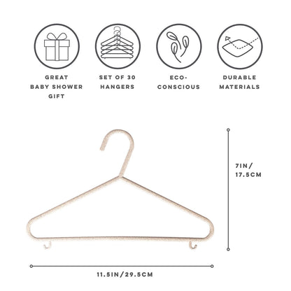 3 Sprouts Wheat Straw Plastic Hangers - 30-Pack Eco-Conscious Baby Hangers & Child Clothes Hanger, Coats - Ideal for Small Girls, Boys, Children, Toddlers, Kids Hangers for Closet - Speckled Cream