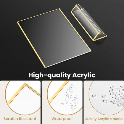 YOAEAILY Acrylic Sign Holder 8.5X11 Gold Frames Double-Sided Gold Picture Frames Flyer Holder for Menu Holder Wedding Table Number Holder Photo Frames with Double Sided Stickers-3 Pack