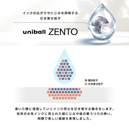 三菱鉛筆 uniball ZENTO Flow Model Rollerball Pen, Anodized Aluminum Grip, Extra Fine 0.38mm, Water-Based Black Ink, Ultra-Smooth with Reduced Friction, Agate, UBNZF38.74