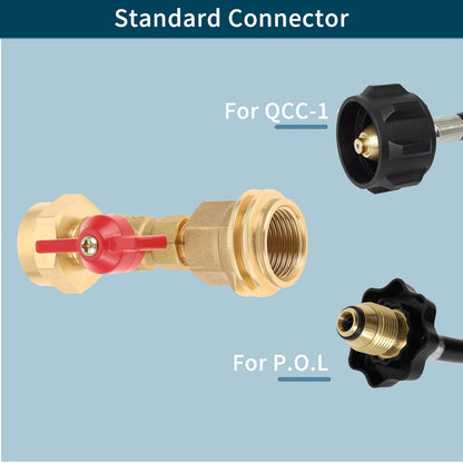 Brass Connection Kit with Safety Valve: CGA600 to QCC1/POL Thread Converter for Grill & Camping Equipment Accessory