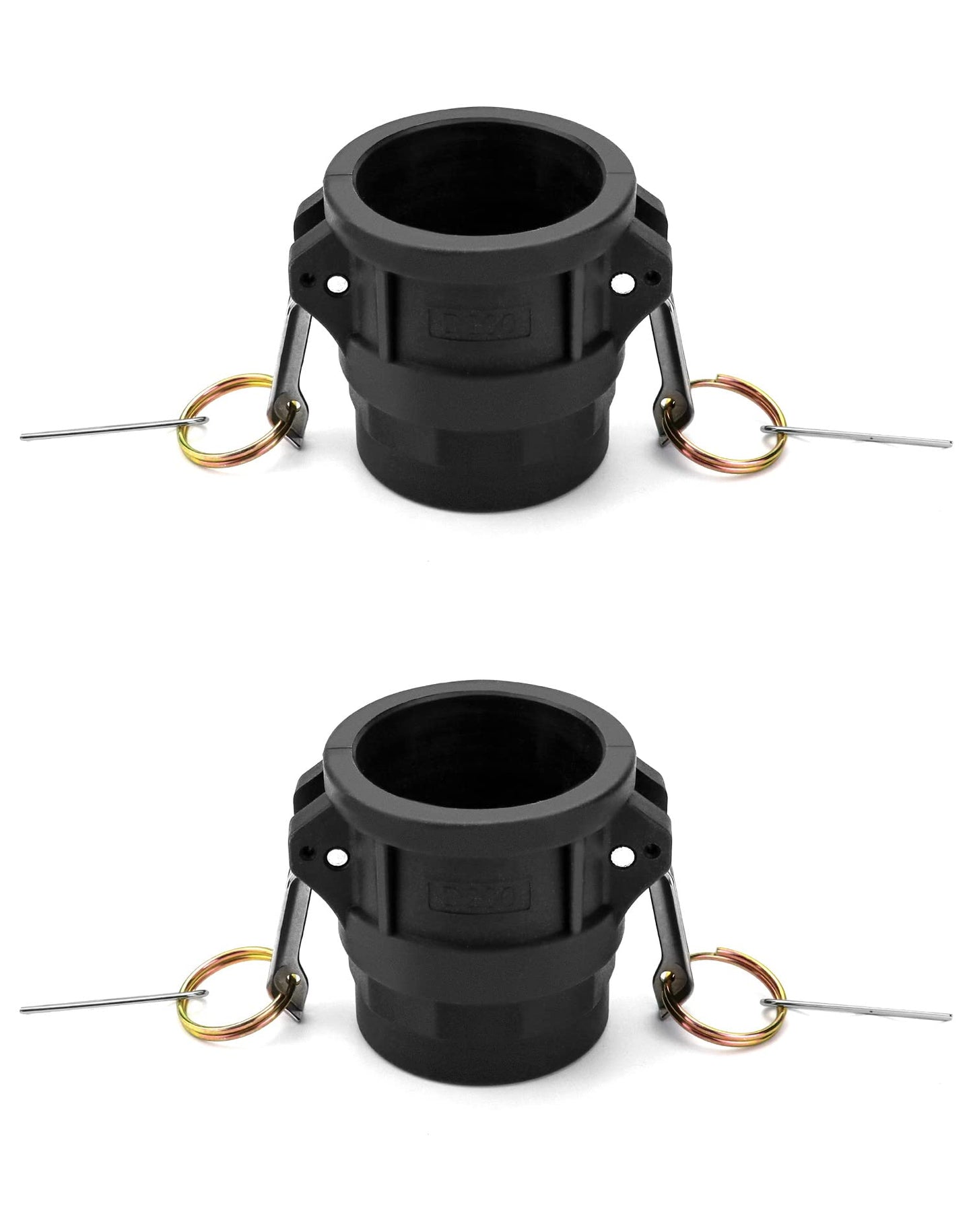 QWORK Camlock Coupling Fitting, Type D Cam Lock Fitting Pipe Fitting, 2 Pack Polypropylene Cam & Groove Fitting- -2" Female Coupler x 2" NPT Female, Black
