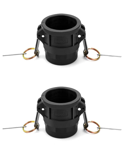 QWORK Camlock Coupling Fitting, Type D Cam Lock Fitting Pipe Fitting, 2 Pack Polypropylene Cam & Groove Fitting- -2" Female Coupler x 2" NPT Female, Black