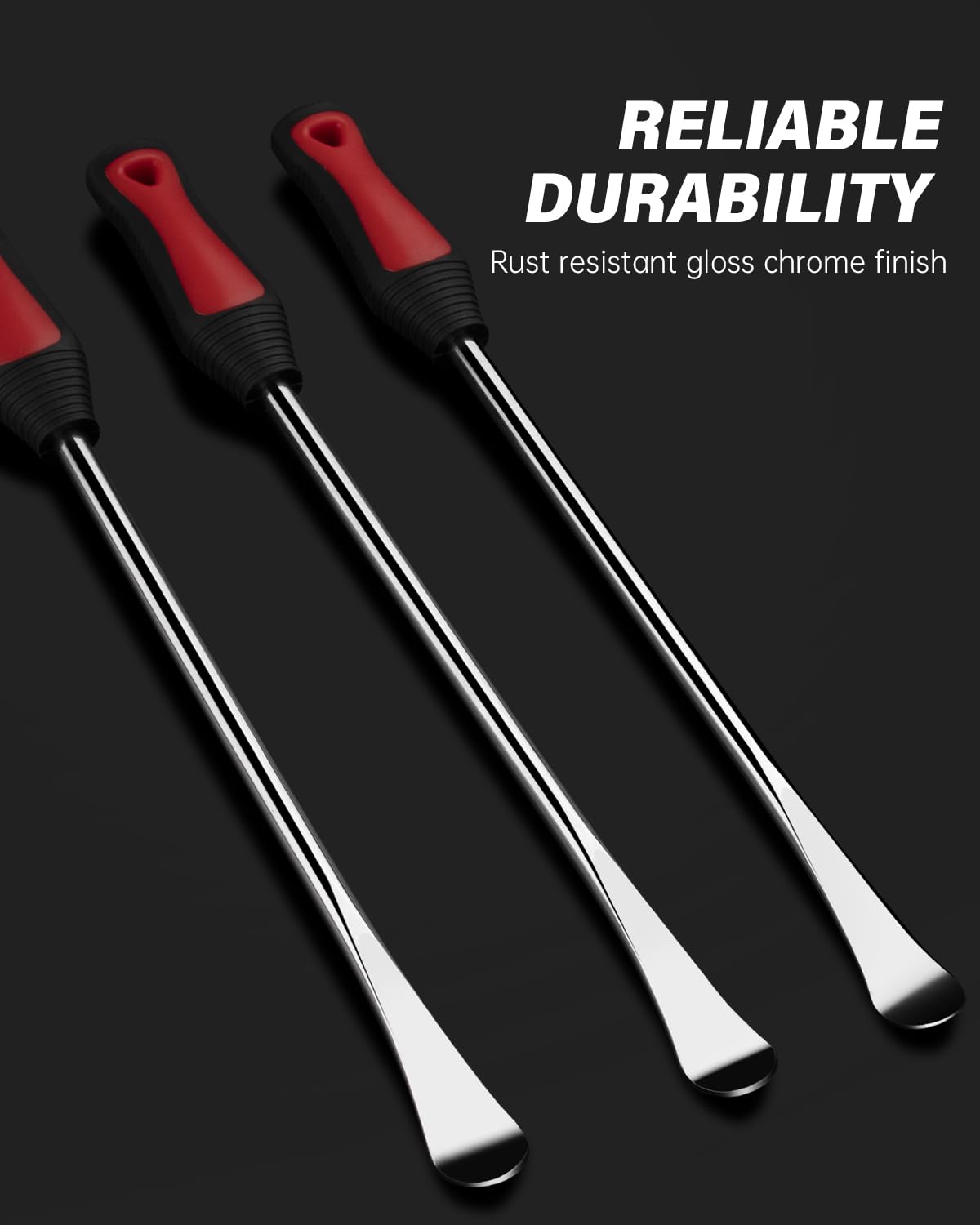 ROTATION 14.5" Steel Tire Spoons Tool Set, 6-Piece Tire Iron Kit, Professional Tire Removal Tools for Motorcycle Dirt Bike Scooter, Include 3 Tire Spoons, 2 Rim Protector, 1 Valve Tool, 6 Valve Cores