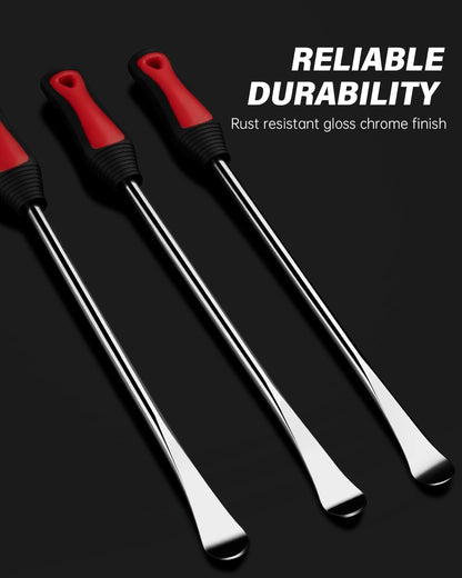 ROTATION 14.5" Steel Tire Spoons Tool Set, 6-Piece Tire Iron Kit, Professional Tire Removal Tools for Motorcycle Dirt Bike Scooter, Include 3 Tire Spoons, 2 Rim Protector, 1 Valve Tool, 6 Valve Cores