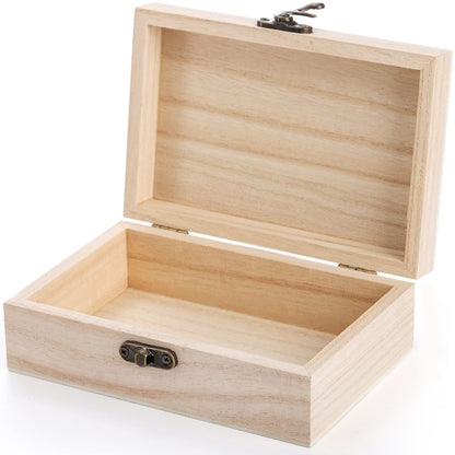 Yarlung 8 Pack Unfinished Wooden Boxes for Crafts, 6x4x2 Inch Small Keepsakes Box Jewelry Storage Unpainted DIY Gifts Box for Treasure Chest, Art Hobbies, Hinged Lid with Front Clasp