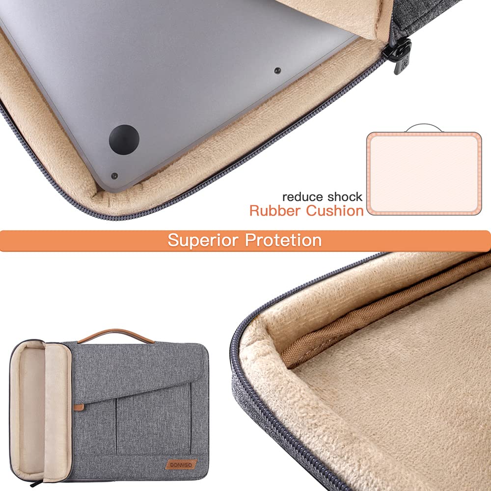 DOMISO 15-15.6 Inch Laptop Sleeve Bag Water Resistant Briefcase Messenger Shoulder Bag for ThinkPad L580/16" MacBook Pro/IdeaPad 320/Dell XPS 15/HP Envy x360/ASUS ROG Zephyrus/Acer Chromebook,Grey