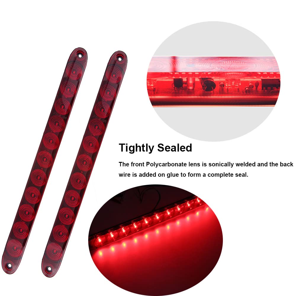 CyanHall Led Trailer Lights 2PCS 15" 11 LED Red Trailer Lights Bar for Park Stop Turn signals Tail Brake Light IP65 Waterproof Truck Trailer Marker ID Bar