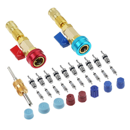 Surieen R134A Valve Core Quick Remover Installer Tool Set, AC High Low Pressure Valve Core Remover Tools Kit for R134A Refrigerant Air Conditioner System