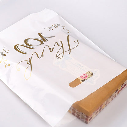 POPGIFTU Thank You Bags for Business Small - 12"x15" Reusable White Retail Plastic Shopping Bags with Die Cut Handle, 100 Pack - Perfect for Boutique, Clothing Stores, Gifts, Trade Shows, Wholesale