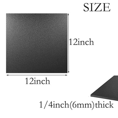 Aisetmoon 2 Pack ABS Plastic Sheets 12"x12" 1/4 Inch Thick, Moldable Flexible Thermoplastic Panel, Black Plastic Sheet Rigid, DIY Materials Home Decor Handcrafts(Matte & Textured Finish)