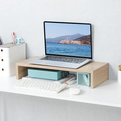20 inch Monitor Stand Riser, Wood Monitor Stand for Desk, TV/Screen/PC/Printer/Laptop Riser, Computer Stand with Keyboard Organizer, Black Desktop Stand, Monitor Riser by TEAMIX (Maple)