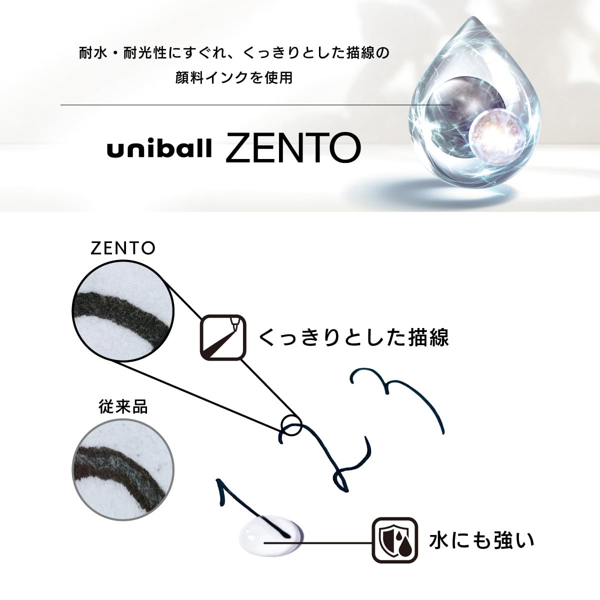 uniball ZENTO Water-Based Ink Refill UBR-Z-38, 0.38mm Extra Fine Point, Black, Compatible with uniball ZENTO Pens, UBRZ38.24, Pack of 10