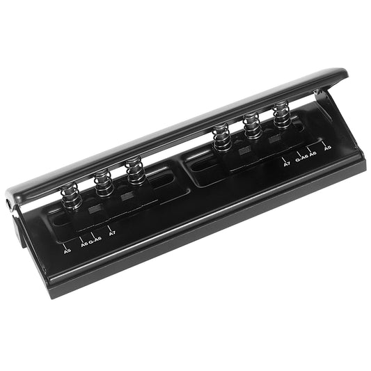 All Metal Adjustable 6-Hole Paper Puncher, A5 A6 A7 6 Ring Punch with Positioning Mark, 6 Sheet Capacities Puncher for Dairy Planner, Personal, Agenda, Binder Refill Pages (Black)