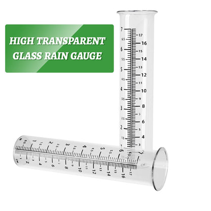 VIKKSAER 2 Pack 7inch Garden Glass Rain Gauge, Rainfall Tube Measurement Gauge Replacement Tubes for Outdoor Lawn Yard Garden