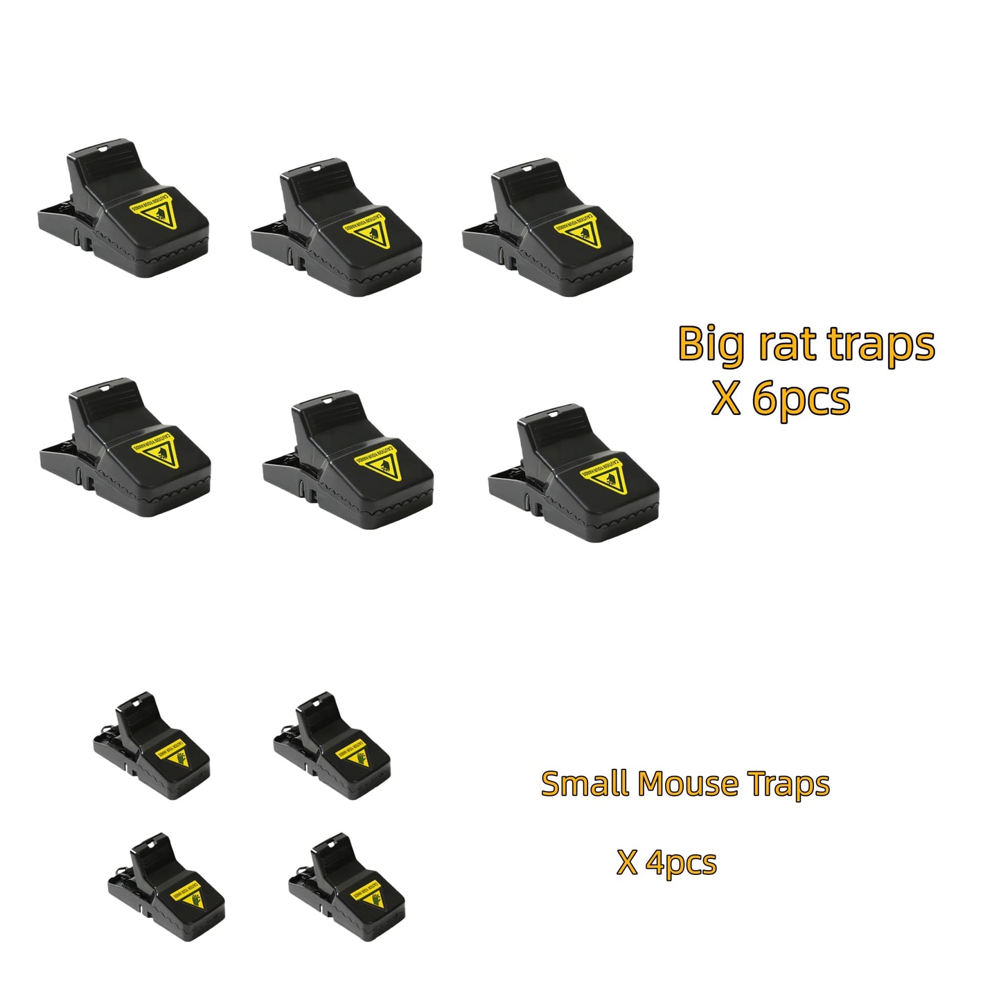 10 Pack Mouse Trap 6 Large Rat Traps 4 Small Mice Traps Snap Traps for Indoor and Outdoor Use for Home, Restaurant ，Factory，Bedroom, Kitchen