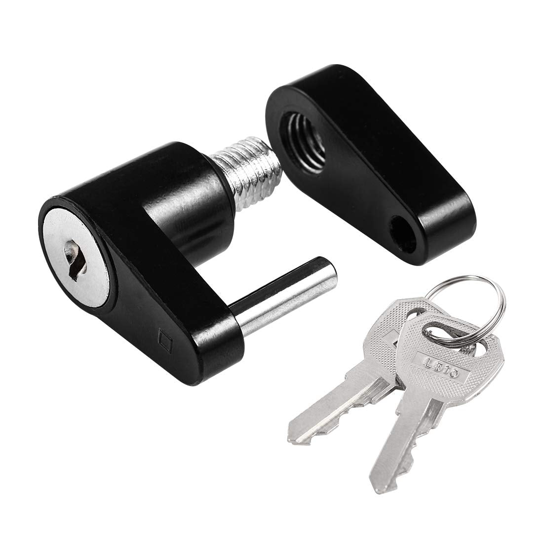 CZC AUTO Black Trailer Hitch Coupler Lock, Dia 1/4 Inch, 3/4 Inch Span for Tow Boat RV Truck Car's Coupler (2 Pack keyed Alike, Black)