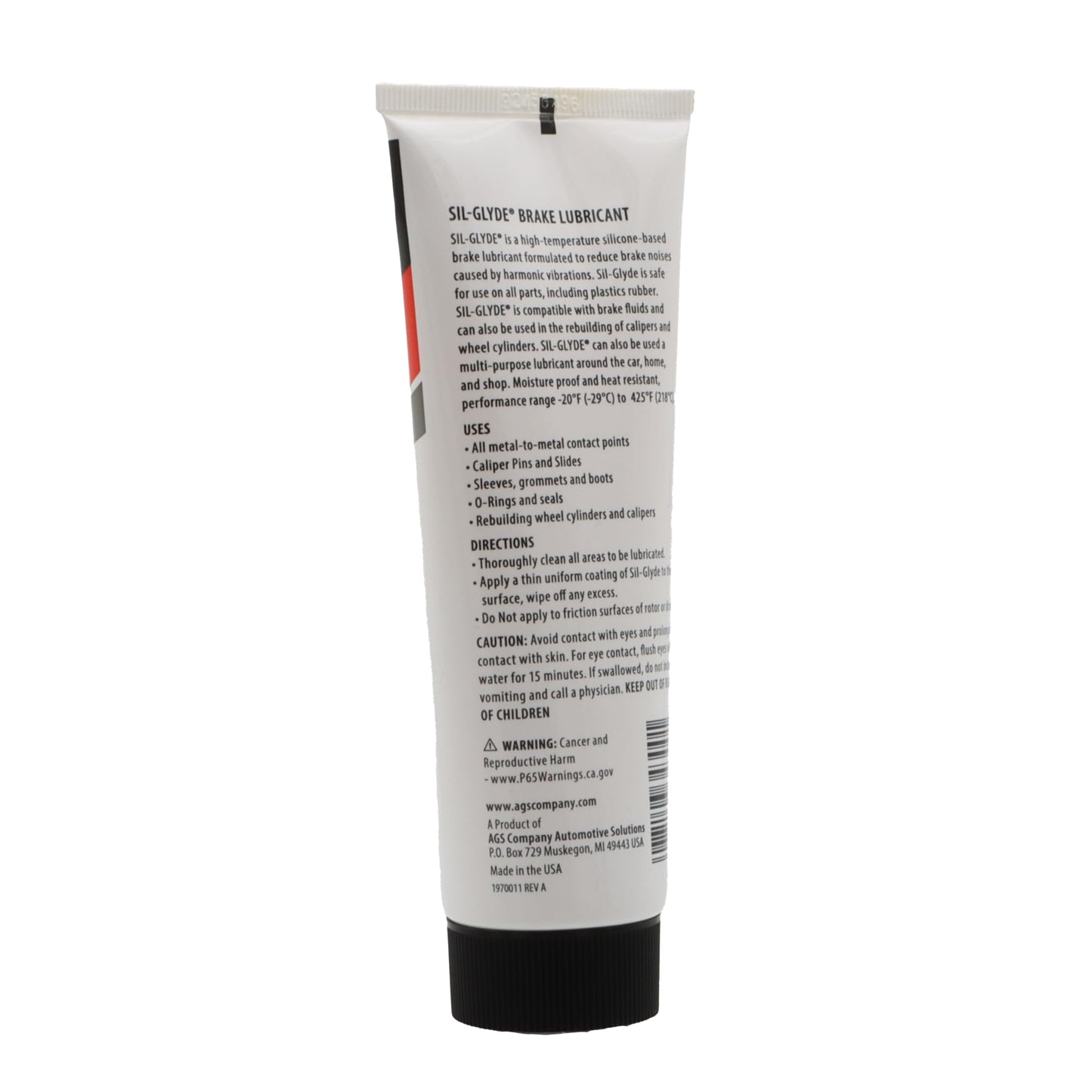 AGS SIL-Glyde 4 oz Tube Silicone Based Brake Assembly Lubricant for Eliminating Disc Brake Squeal - Moisture Proof, Heat Resistant, Rust and Corrosion Protector