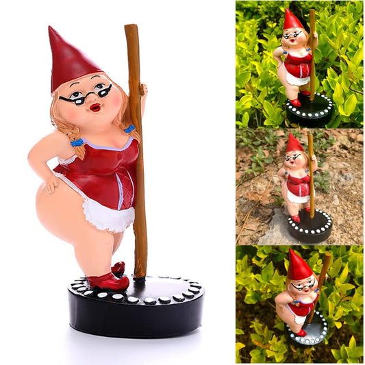 Pole Dancing Garden Gnome Statue,Funny Outdoor Indoor Dance Garden Collectible Figurine,Funny Resin Cartoon Gnome Figurine Pole Dancer,Dwarf Sculpture Ornament for Yard Lawn Patio Decoration