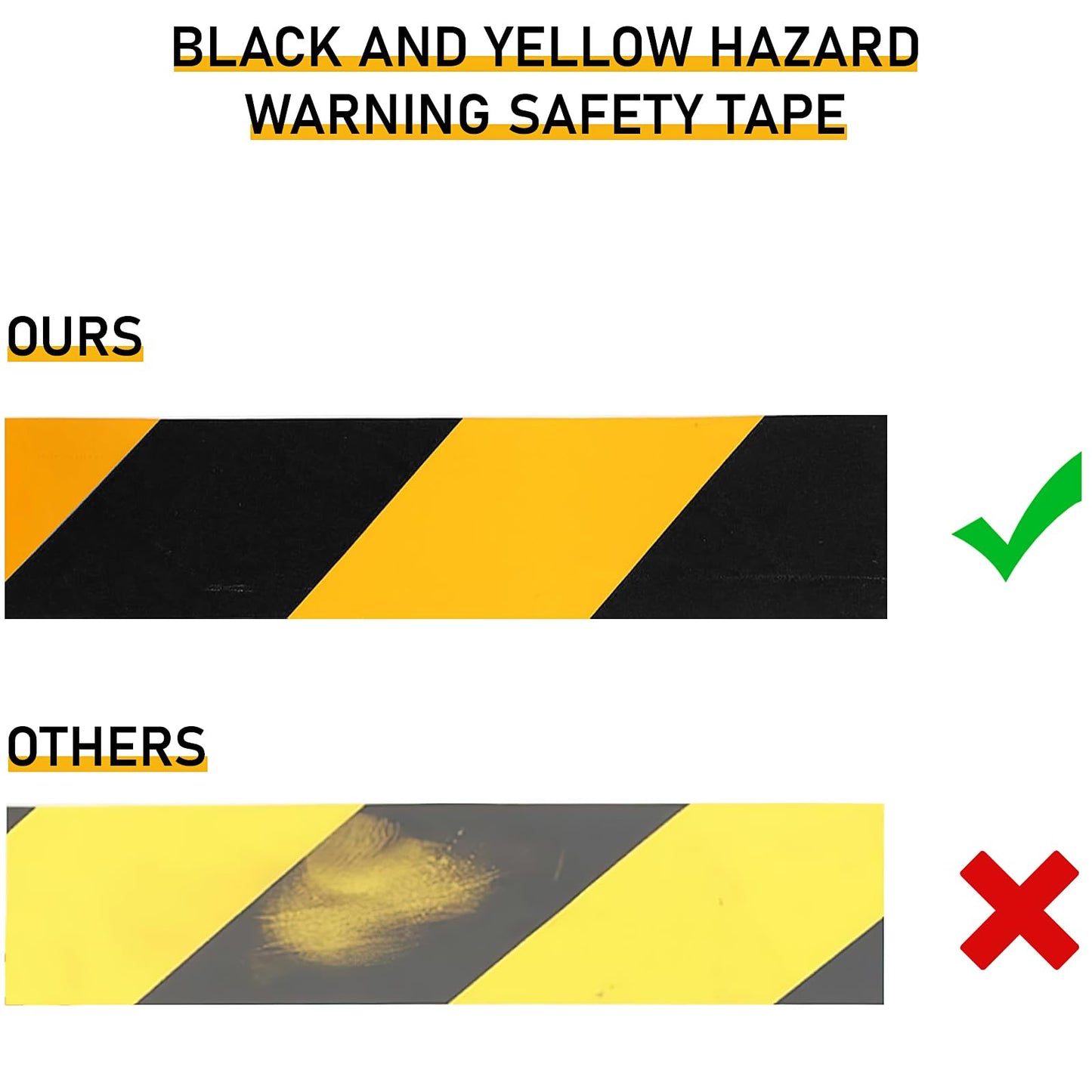 6 Pcs Black & Yellow Floor Hazard Marking Tape, 2 Inch x 108 Feet Caution Tapes Safety Warning Tape for Caution Self Adhesive Hazard Stripe Tapes for Stair, Outdoor Construction