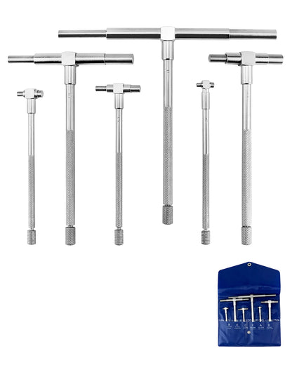 QWORK 5/16" to 6" Telescopic Gauge Bore Gauge, 6 Pack Hole Gauge Set, Premium Steel T-Bore Hole Gauges Set, Measurement Tool, Telescoping Full Round Bore Gauge