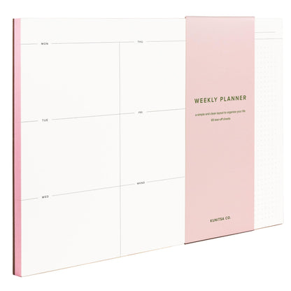 Weekly Planner Pad – A4 Size, 65 Tear-Off Sheets – Undated Minimalist To Do List Notepad for Work, School & Goals – Pink-Edged