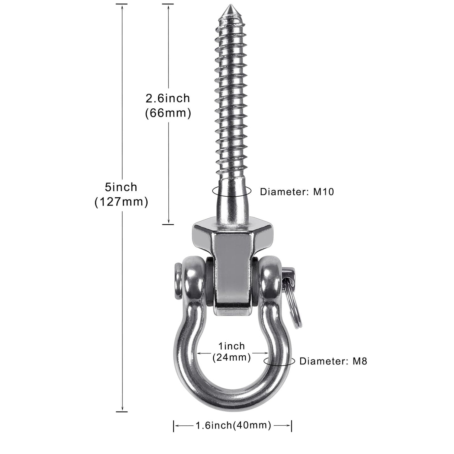 BeneLabel Heavy Duty Swing Hangers with Bearings - Set of 4 Stainless Steel 304 Screw Brackets for Hanging Chairs, Swings, Hammocks, Punching Bag - Indoor & Outdoor Use - 1500LB Capacity