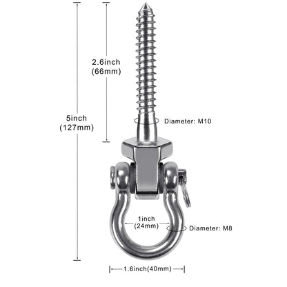 BeneLabel Heavy Duty Swing Hangers with Bearings - Set of 4 Stainless Steel 304 Screw Brackets for Hanging Chairs, Swings, Hammocks, Punching Bag - Indoor & Outdoor Use - 1500LB Capacity