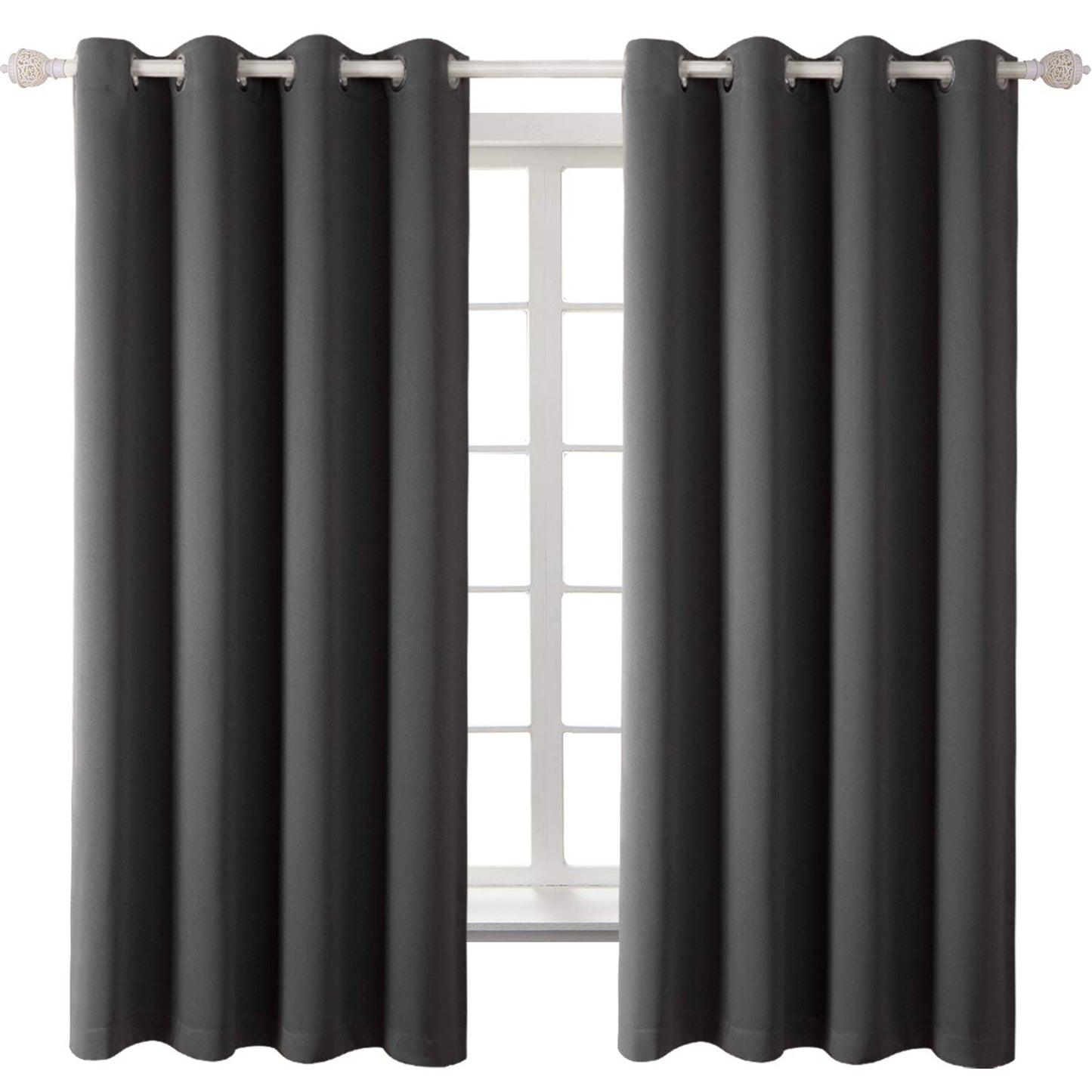 BGment Blackout Curtains 2 Panels for Bedroom - Black Out Curtains 63 Inches Long Window Room Darkening Grommet Thermal Insulated Curtains, 52 Inch Wide Each, Dark Grey
