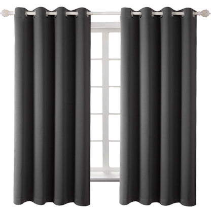 BGment Blackout Curtains 2 Panels for Bedroom - Black Out Curtains 63 Inches Long Window Room Darkening Grommet Thermal Insulated Curtains, 52 Inch Wide Each, Dark Grey