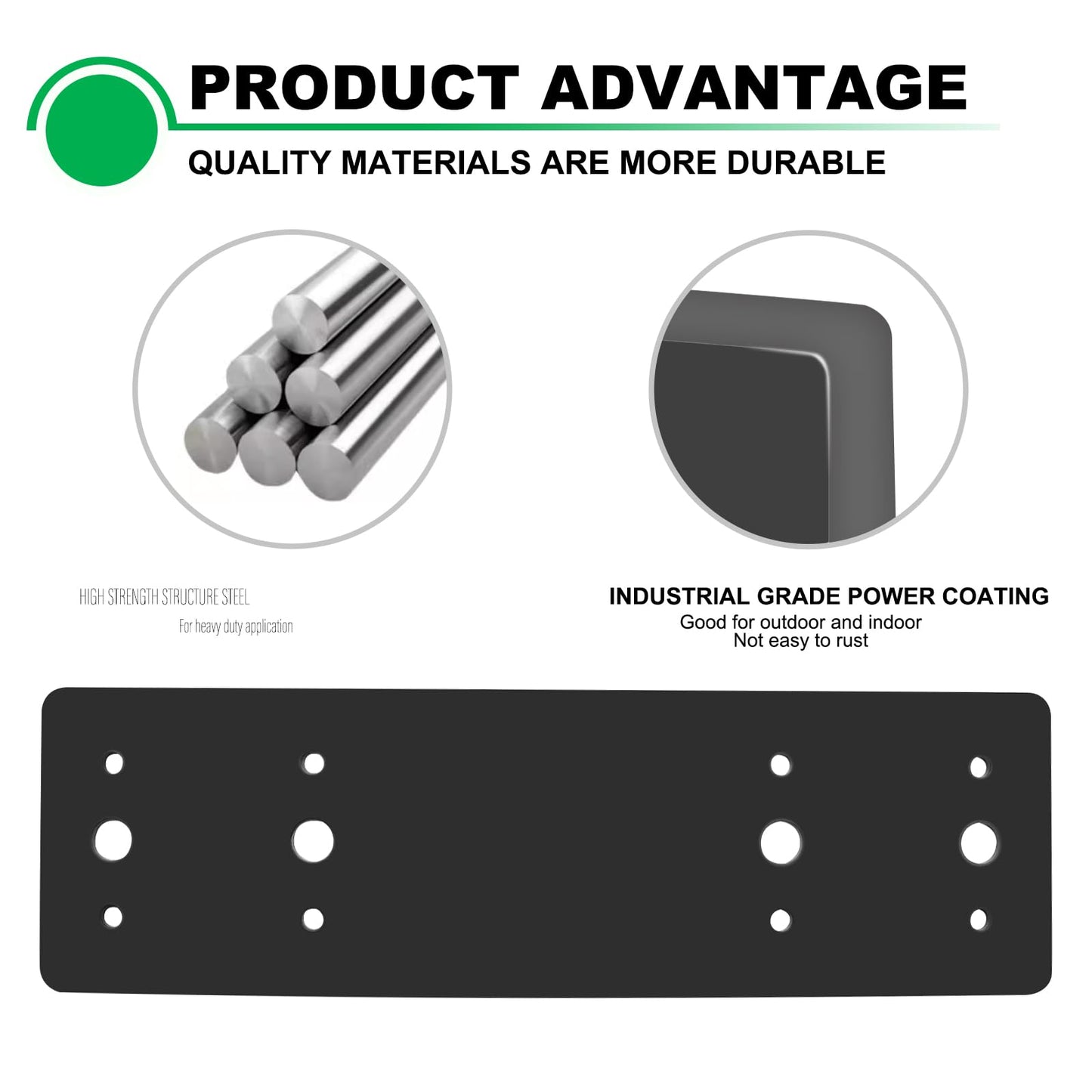 Andorm 2pcs 3x10 Straight Steel Flat Mending Plate with Holes, Truss Plate, Reinforcement Metal Mounting Plate, Joining Bracket, I Plate Powder Coated for Framing Pergolas, I-Truss Connections Black
