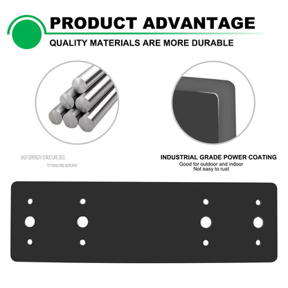 Andorm 2pcs 3x10 Straight Steel Flat Mending Plate with Holes, Truss Plate, Reinforcement Metal Mounting Plate, Joining Bracket, I Plate Powder Coated for Framing Pergolas, I-Truss Connections Black
