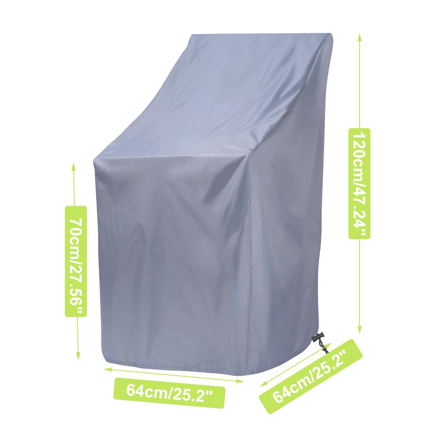 Stackable Patio Chair Covers, 210D Outdoor Chair Covers Waterproof for Stacked Chairs, Lawn Chair Covers Waterproof Outdoor Fits for 4-6 Outdoor Stacking Chairs (Grey, 25"L x 25"W x 47"H , 2PCS)