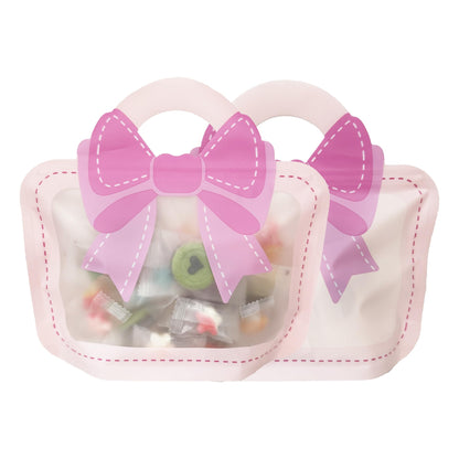 PABCK 30 Pcs Plastic Party Favor Gift Bags Treats Birthday Goodie Bags 10.24x9.45 inch(26x24 cm) Candy Cookies Snack Small Toys Packaging Handle Bag Resealable Stand Up Reusable for Wedding Christmas