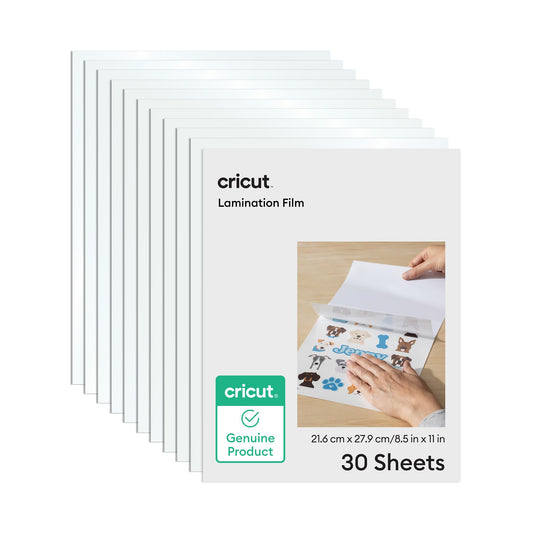 Cricut® Lamination Film - 8.5 in x 11 in (30 Count) - 15 Holographic + 15 Transparent Laminate Sheets - Adds a Protective, UV-Resistant Finish to Stickers, Scrapbooks, Decals, Cards, & More
