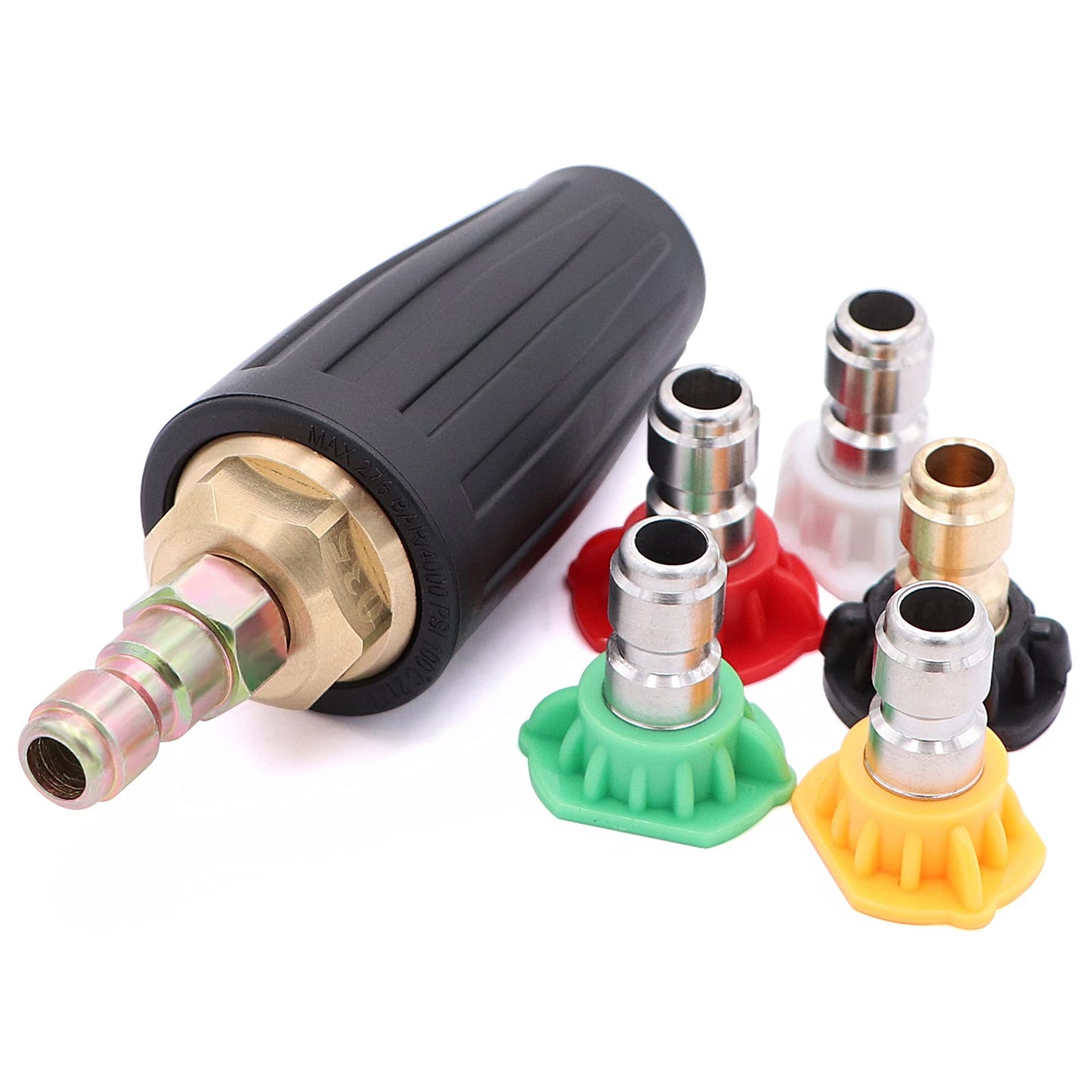 Pressure Washer Nozzle Spray Tips Full Set, 4000PSI 360° Rotating Turbo Nozzle 4.0 GPM 4.0 Orifice,with Spray Nozzle Tips Kit,1/4'' Quick Connect