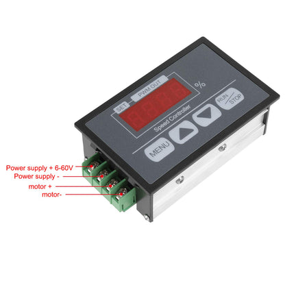 DC6-60V 30A DC PWM Motor Speed Controller Governor with Digital Display, Slow Start and Stop Speed Controller, Percentage Tachometer