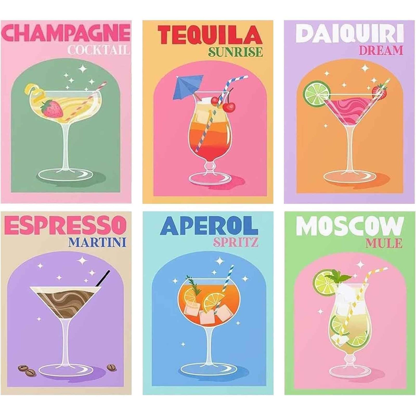 6 Pack Cocktail Diamond Art Kits for Adults - Diamond Painting Kits for Adults,Cocktail 5D Diamond Art for Gifts and Home Wall Decor 10x12inch
