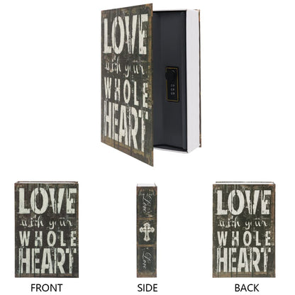 Diversion Book Safe Storage Box, Dictionary Secret Safe Can with Security Combination Lock/Key, Diversion Book Hidden Safe (Love Style, M, Combination)