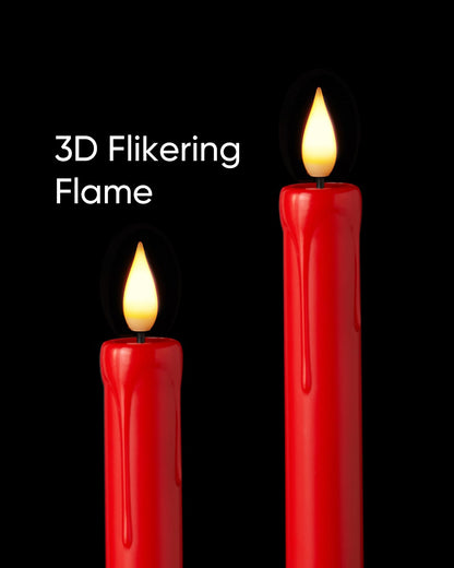 AMAGIC 6 Pack Flameless Taper Candles with Remote, Timer, Battery Operated CandleSticks with Flickering Light, Plastic Led Window Candles, 9.6 Inches for Halloween Christmas Decoration