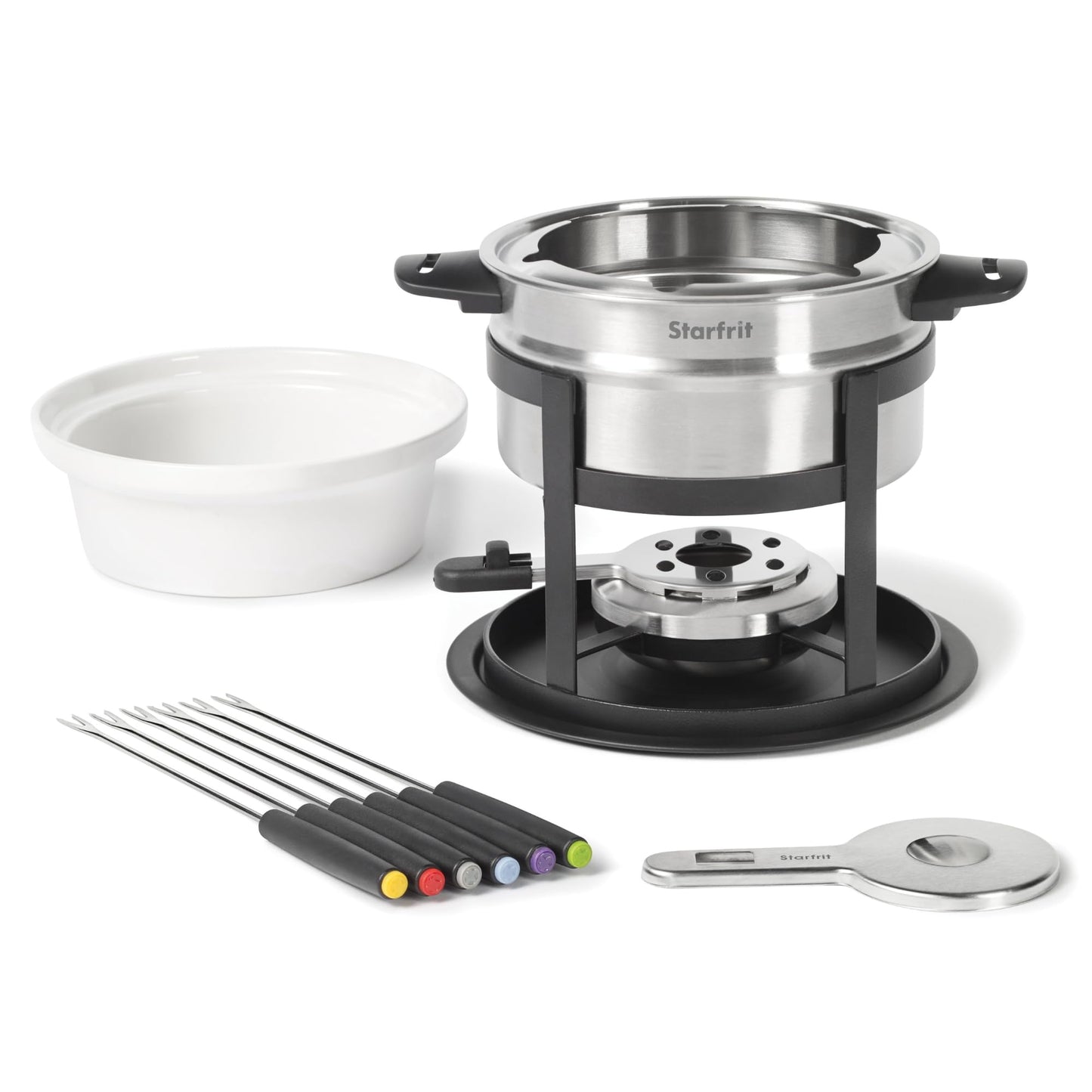 Starfrit Fondue Set - 3-in-1 Meat, Cheese, Chocolate - 12-Piece - Adjustable Safety Burner - 1.6 L Capacity