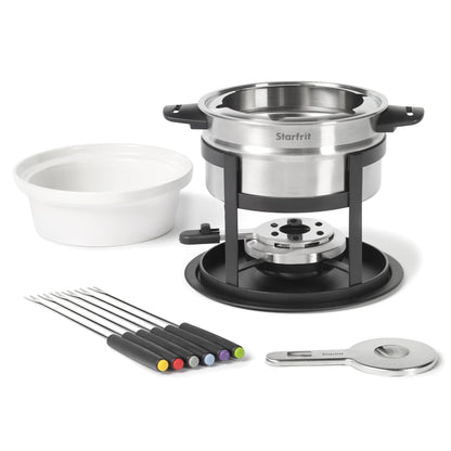 Starfrit Fondue Set - 3-in-1 Meat, Cheese, Chocolate - 12-Piece - Adjustable Safety Burner - 1.6 L Capacity