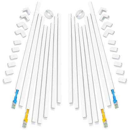 Yecaye 250" Cable Concealer, 16 Pack Cord Hider Wall Cable Management System, Paintable PVC Wire Cover Raceway Kit for a Power Cord, Ethernet Cable, Speaker Wire, Each L15.7in, W 0.59in H 0.4in, White