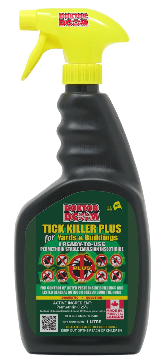 Doktor Doom Tick Killer Plus for Yards & Buildings w/Trigger Spray, Made in Canada, 1L